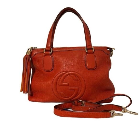 Gucci orange red soho two ways cross body bag and tote - Picture 2 of 16